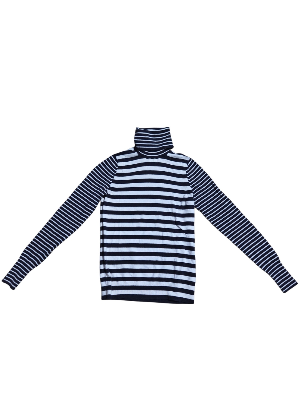 Banana Republic Cotton+Cashmere  Navy/White Striped Turtleneck XS.